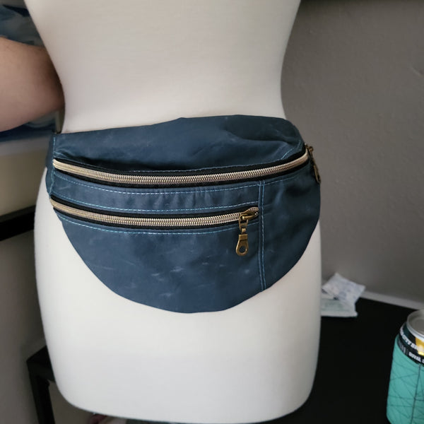 blue Wax Canvas/Trees Lining- Not so Bumbastic Bag