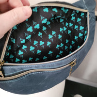 blue Wax Canvas/Trees Lining- Not so Bumbastic Bag