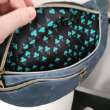 blue Wax Canvas/Trees Lining- Not so Bumbastic Bag