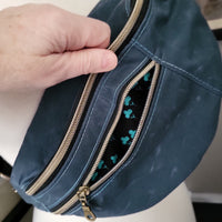 blue Wax Canvas/Trees Lining- Not so Bumbastic Bag
