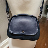BLUE Vinyl, itty bitty Bowler Bag