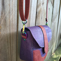 MAROON & EGGPLANT cork Dollie Bag LARGE
