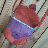 MAROON & EGGPLANT cork Dollie Bag LARGE