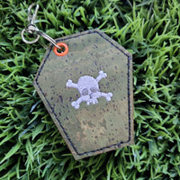 skull coffin bag tag/key fob