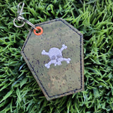 skull coffin bag tag/key fob
