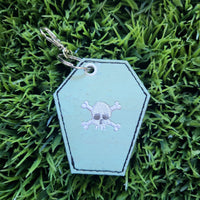 skull coffin bag tag/key fob
