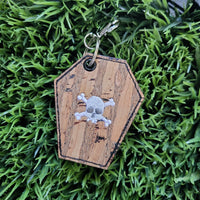skull coffin bag tag/key fob