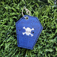 skull coffin bag tag/key fob