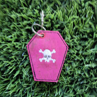 skull coffin bag tag/key fob