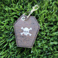 skull coffin bag tag/key fob