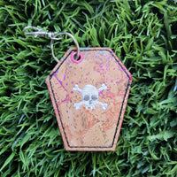 skull coffin bag tag/key fob