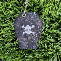 skull coffin bag tag/key fob