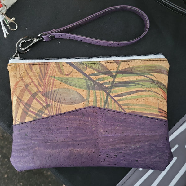 Palm & Purple Cork Clutch