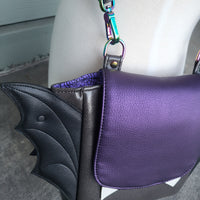 Mylo the Bat Bag No. 2, black/gray & purple
