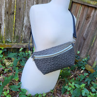 Gray ostrich Vinyl, MADE Pattern fanny/sling