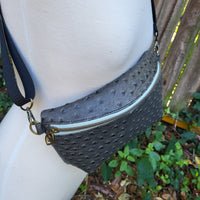 Gray ostrich Vinyl, MADE Pattern fanny/sling