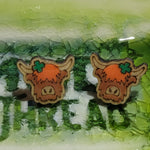 Clover Highland Cow Earring