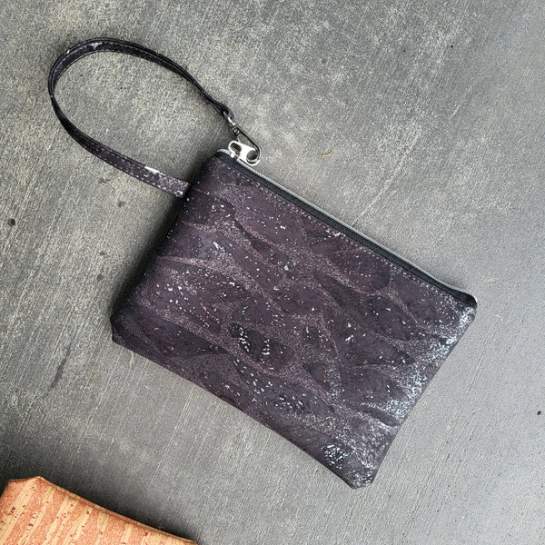 Black Silver Cork Clutch