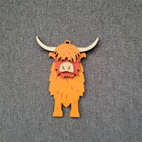 Highland Cow Wood Ornament