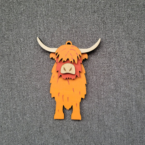 Highland Cow Wood Ornament