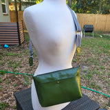 Cactus Green - Prickly Pear Leather, slim Callisto crossbody