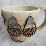 Walnut Wood & Cork Dangle Earrings