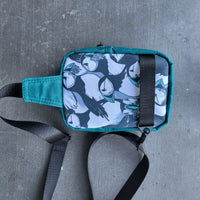 Puffin (2), Teal wax Canvas