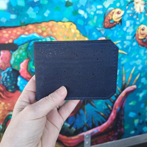Navy Blue Cork Bi-Fold