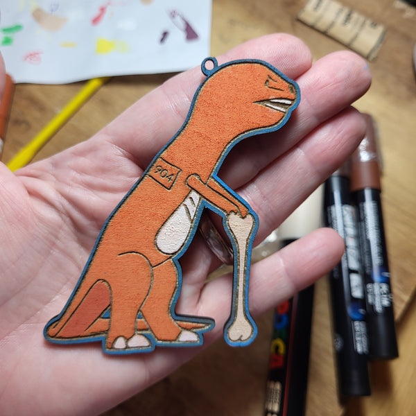 Beach T-Rex Wood Ornament