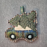 Tree&Car, Harris Tweed Ornament