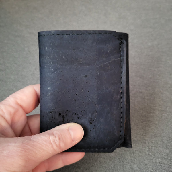 ID window, Navy Cork Tri-Fold