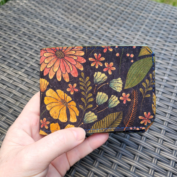 Floral & Ocean blue Cork Bi-Fold