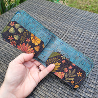 Floral & Ocean blue Cork Bi-Fold