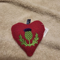 Thistle Embroidery Harris Tweed Heart Ornament