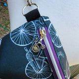 Bikes print. REPREVE, Choose Made Pattern fanny/sling