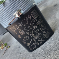 All Things Scottish, Laser Engraved 6 oz Black Flask