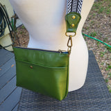 Cactus Green - Prickly Pear Leather, slim Callisto crossbody