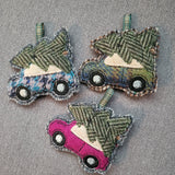 Tree&Car, Harris Tweed Ornament