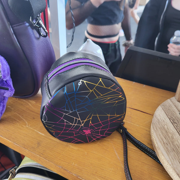 SPIDERS (RAINBOW), Mini Magda, vinyl, Round wristlet – mudandthread