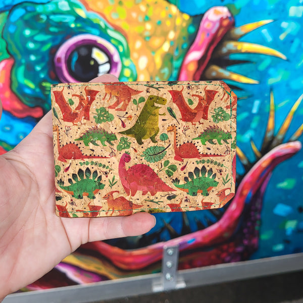 Dinosaur/Emerald Green cork Bi-Fold