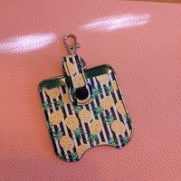 Pineapples/Stripes Sanitizer Bottle and Holder