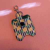 Pineapples/Stripes Sanitizer Bottle and Holder