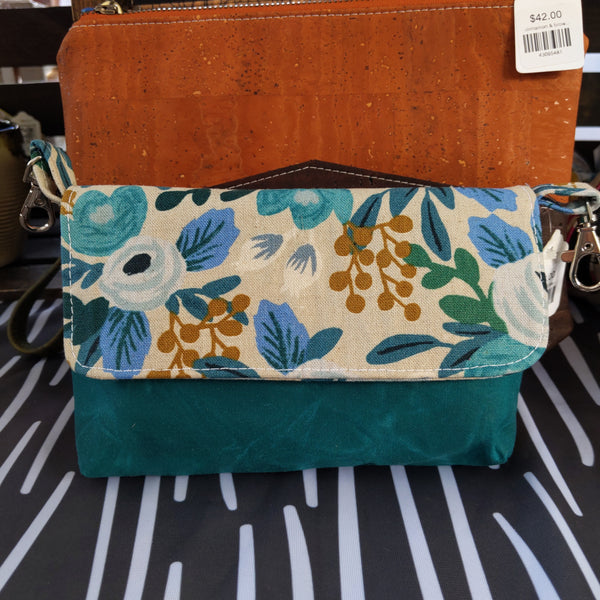 Roses, teal Wax Canvas Hipster