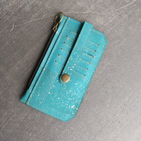aqua & gold cork Purse pal