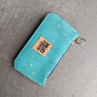 aqua & gold cork Purse pal