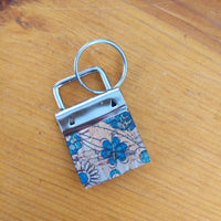 Blue Flowers, w/ EC Cork Key Ring