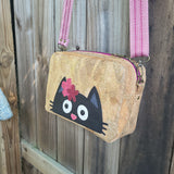 Cat on Natural & Gold Fleck Cork, Lilia Bag