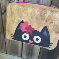 Cat on Natural & Gold Fleck Cork, Lilia Bag