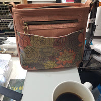 Terracotta Orange & Succulent Cork, Gaia crossbody Bag