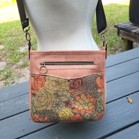 Terracotta Orange & Succulent Cork, Gaia crossbody Bag